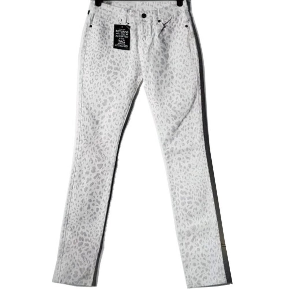 NWT Ksubi Super Skinny Black Magic Low Rise Jeans 26 Leopard Cream Tan 27x32